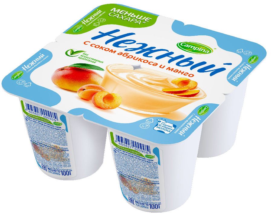 Йогуртный продукт Нежный 1,2% абрикос/манго 100г 