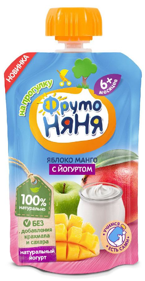 Пюре ФрутоНяня яблоко/манго/йогурт 90г  