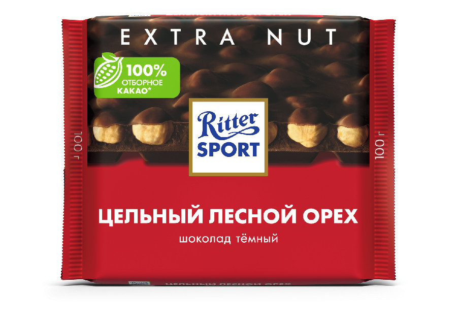 Шоколад Ritter Sport темный Цельный лесной орех 100г