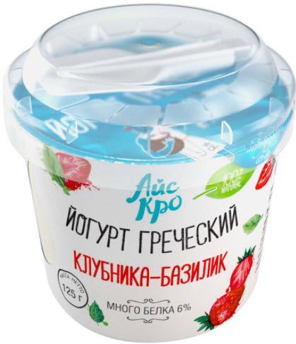 Йогурт греческий 3% клубника/базилик АйсКро 125г