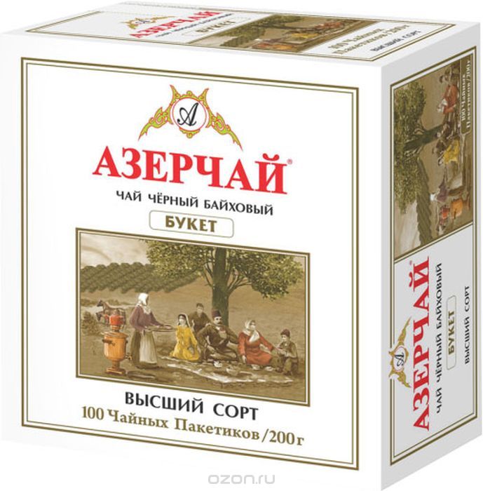 Чай 100 пакетиков черный Азерчай Букет