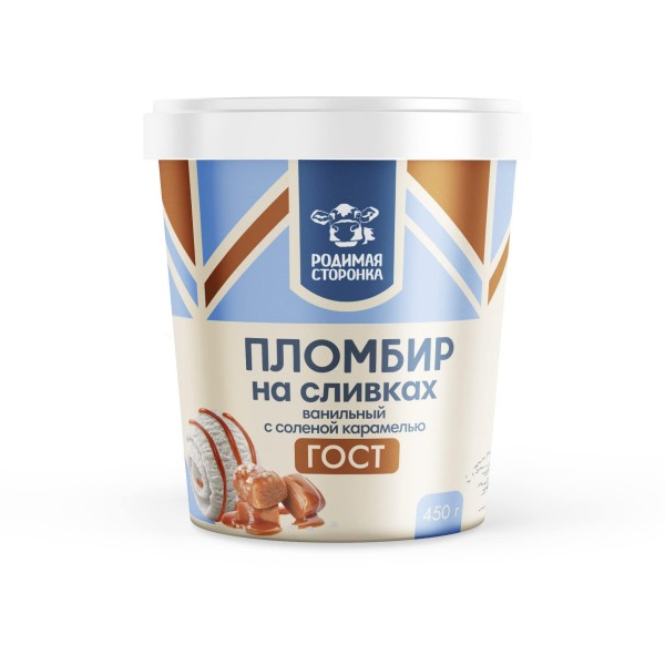 Мороженое пломбир соленая карамель Родимая Сторонка 450г