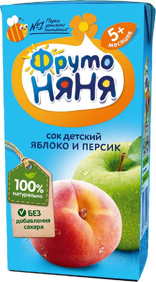 Сок ФрутоНяня яблоко/персик неосветленный 0,2л
