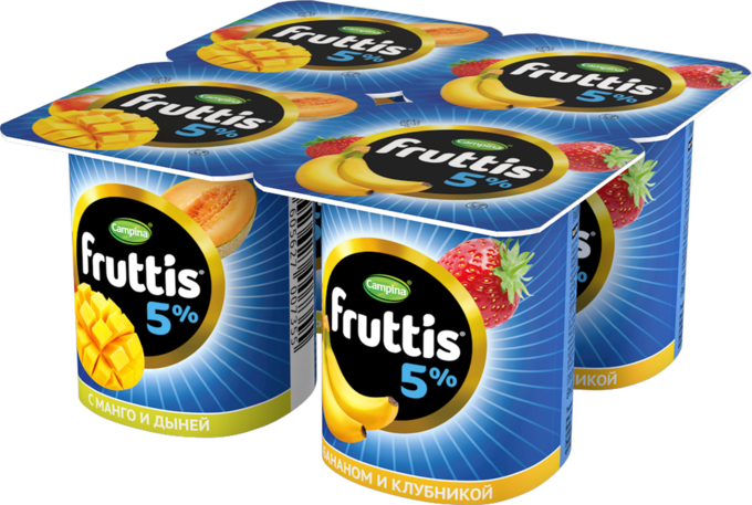 Йогуртный продукт Fruttis 5% дыня/манго/банан/клубника 115г