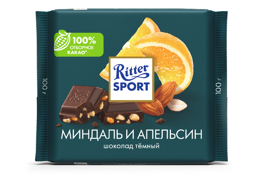 Шоколад Риттер Спорт темный миндаль/апельсин 100г