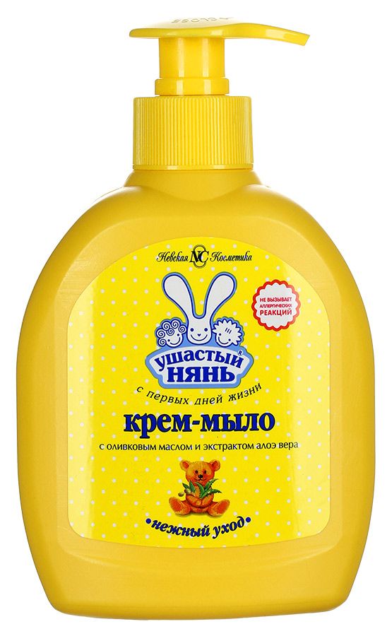 Крем-мыло жидкое детское Ушастый Нянь с оливковым маслом и экстрактом алое вера 300мл