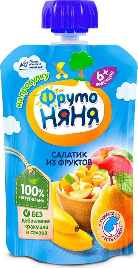 Пюре Фруто Няня яблоко/банан/груша/персик 90г