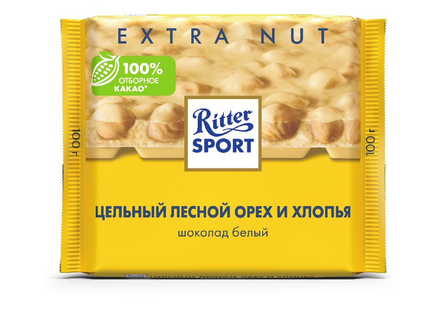 Шоколад Ritter Sport белый орех/хлопья Экстра 100г