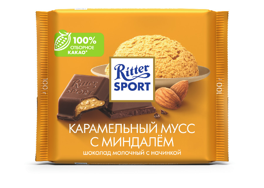 Шоколад Ritter Sport молочный карамельный мусс и миндаль 100г