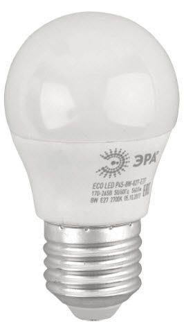 Лампа ЭРА ECO светодиодная шар 8Вт Е27 теплый свет