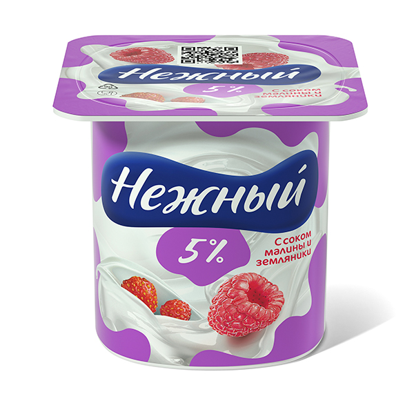 Йогуртный продукт Нежный сливочный 5% малина/земляника 100г