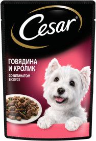 Корм для собак Cesar говядина/кролик/шпинат 85г 