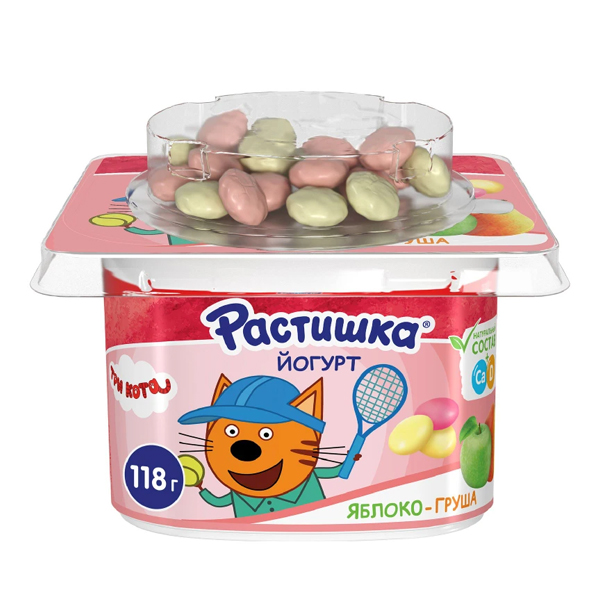 Йогурт Растишка 3% яблоко-груша с печеньем 118г
