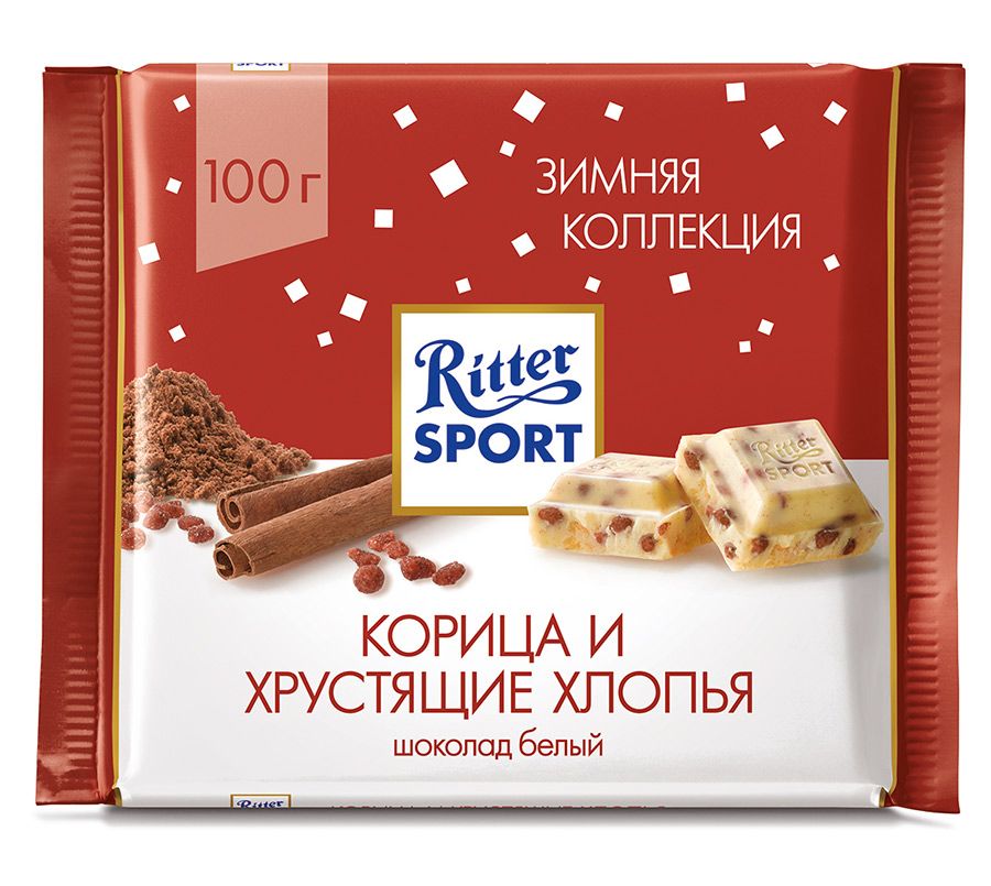 Шоколад Ритер спорт белый корица/хрустящие хлопья 100г