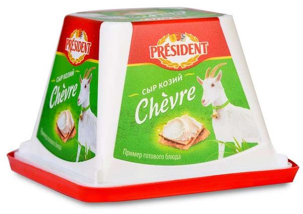 Сыр творожный из козьего молока Шевр President 65% 140г  