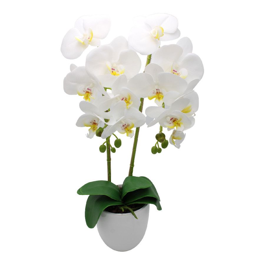 Цветок искусственный в керамическом горшке 55см Орхидея