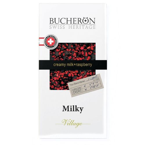 Шоколад Бушерон молочный с кусочками малины 100г   