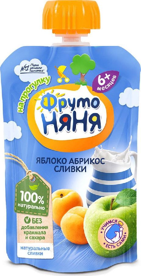 Пюре ФрутоНяня яблоко/абрикос/сливки 90г