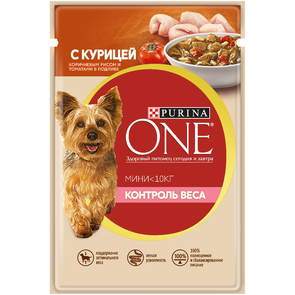 Корм для собак Purina One мини курица/рис/томат 85г 