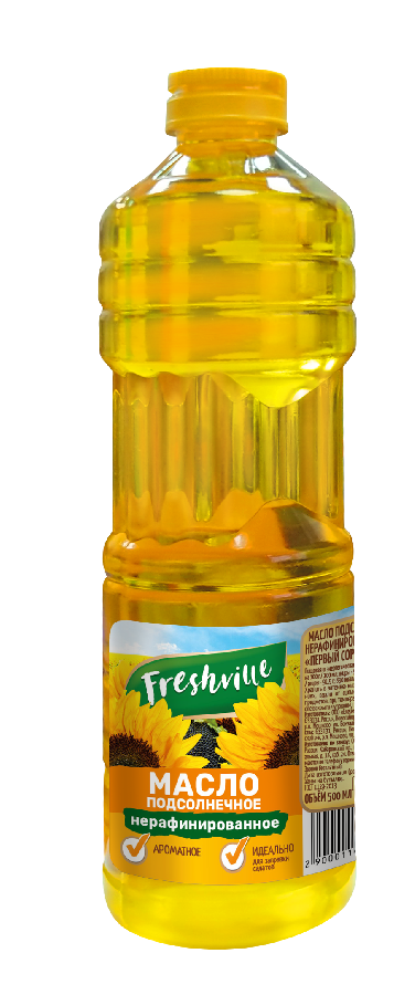Масло подсолнечное Подсолнечное масло нерафинированное Freshville 0,5л