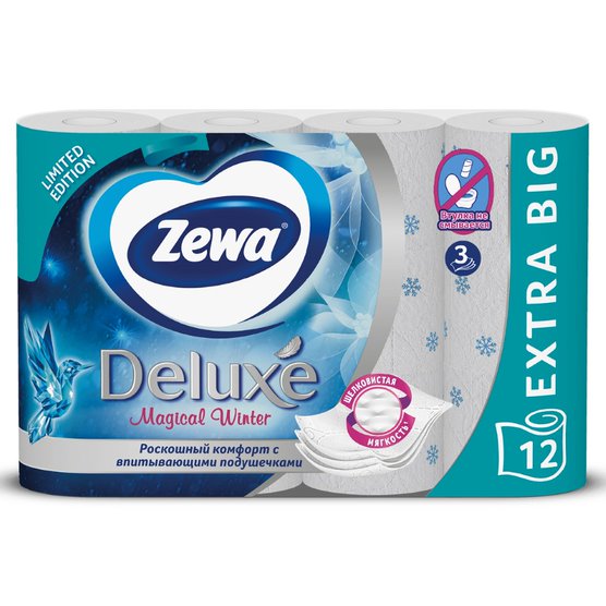 Бумага туалетная Zewa Deluxe 3-х слойная белая 12шт 