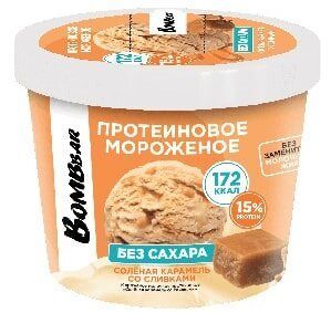 Мороженое протеиновое без сахара солёная карамель/сливки BOMBBAR 150г ведро