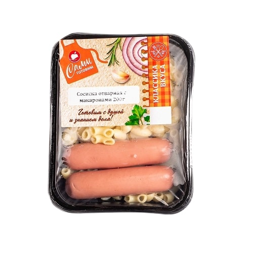 Сосиска отварная с макаронами 200г