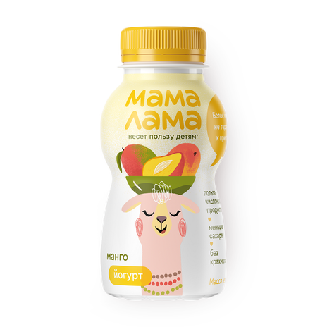 Йогурт питьевой Мама Лама 2,5% 200г манго