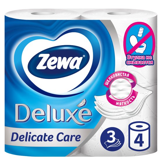 Туалетная бумага Zewa Deluxe Белая 3 слоя 4 рулона