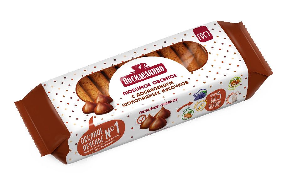 Печенье овсяное Посиделкино с шоколадными кусочками 310г