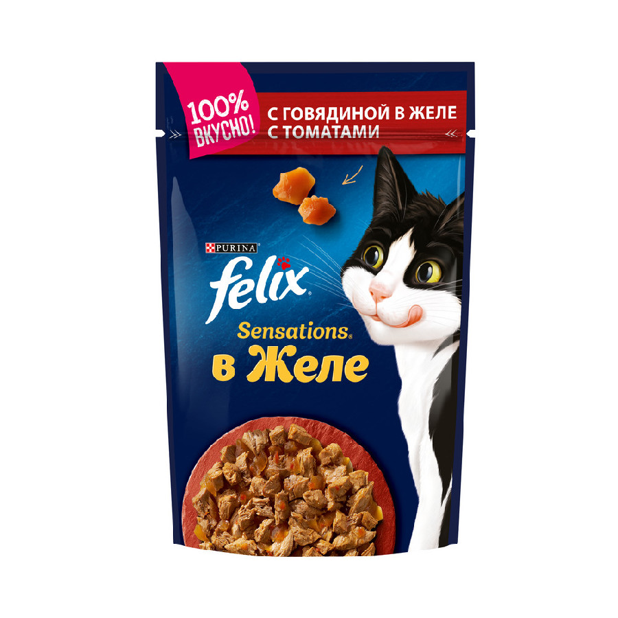Корм для кошек Felix Sensations говядина в томатах 85г