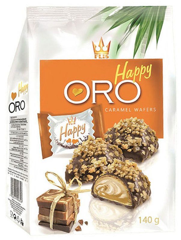 Конфеты Happy Ora вафельные с карамелью 140г