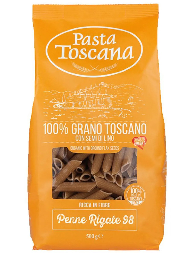 Макаронные изделия пенне ригате органик с льняной мукой Pasta Toscana 500г