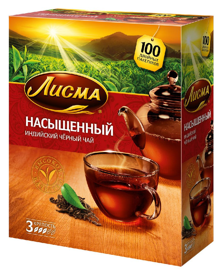 Чай Лисма черный Насыщенный 100 пакетиков       