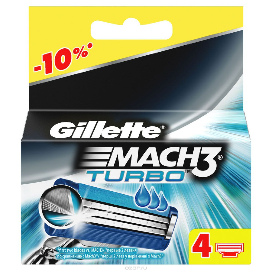 Кассеты Gillette Mach3 Turbo 4шт