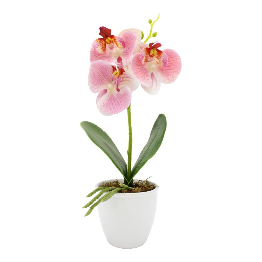Цветок искусственный в керамическом горшке 26см Орхидея