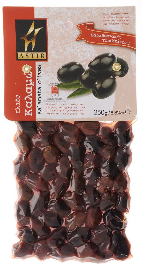 Оливки с косточками черные Каламата Astir 250г
