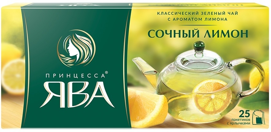 Чай Принцесса Ява зеленый лимон 25 пакетиков