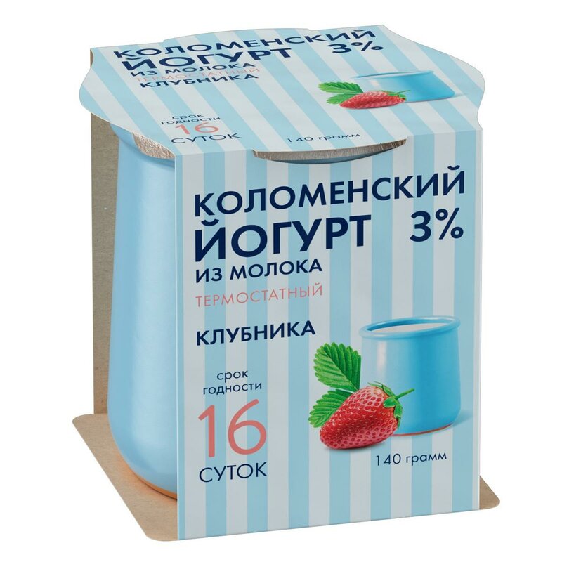 Йогурт 3% 130г клубника Коломенский