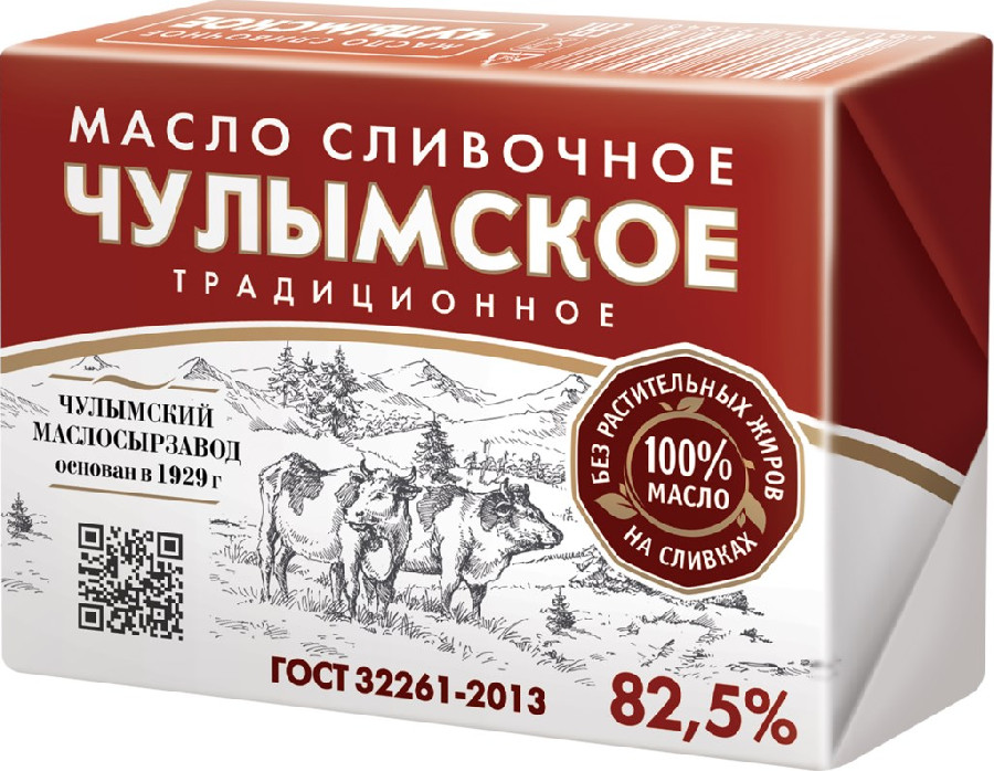 Масло сливочное Чулымское Традиционное 82,5% 180г