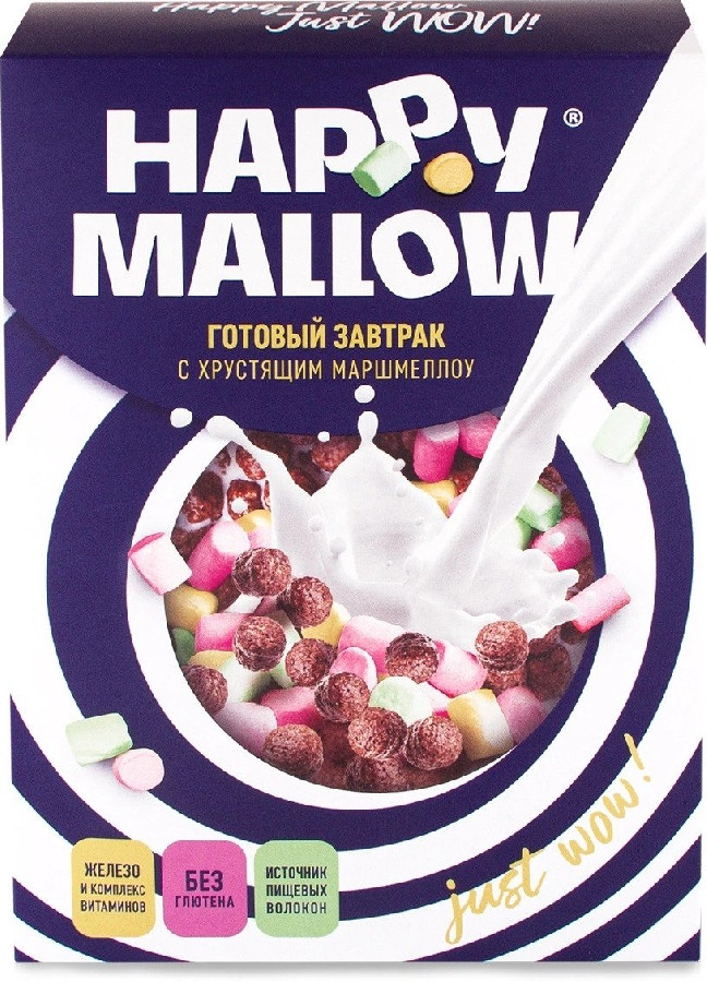 Готовый завтрак шоколадные шарики/маршмеллоу Happy Mallow 240г  