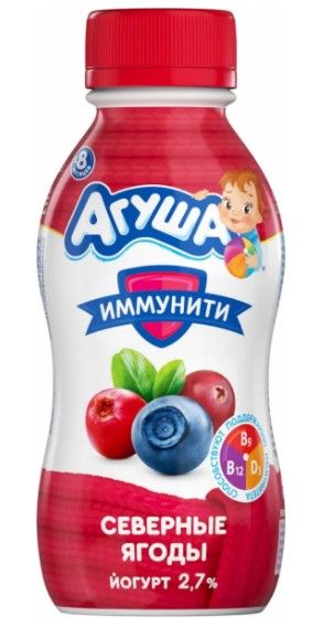 Йогурт питьевой Агуша 2,7% 180г северные ягоды 