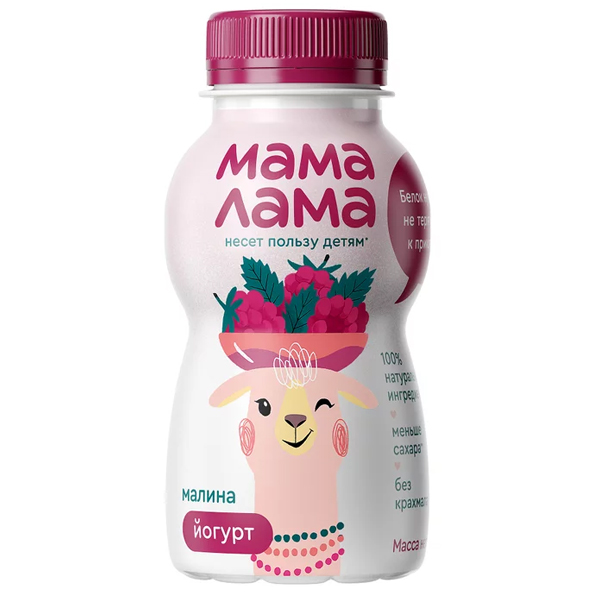 Йогурт питьевой Мама Лама 2,5% малина 200г 