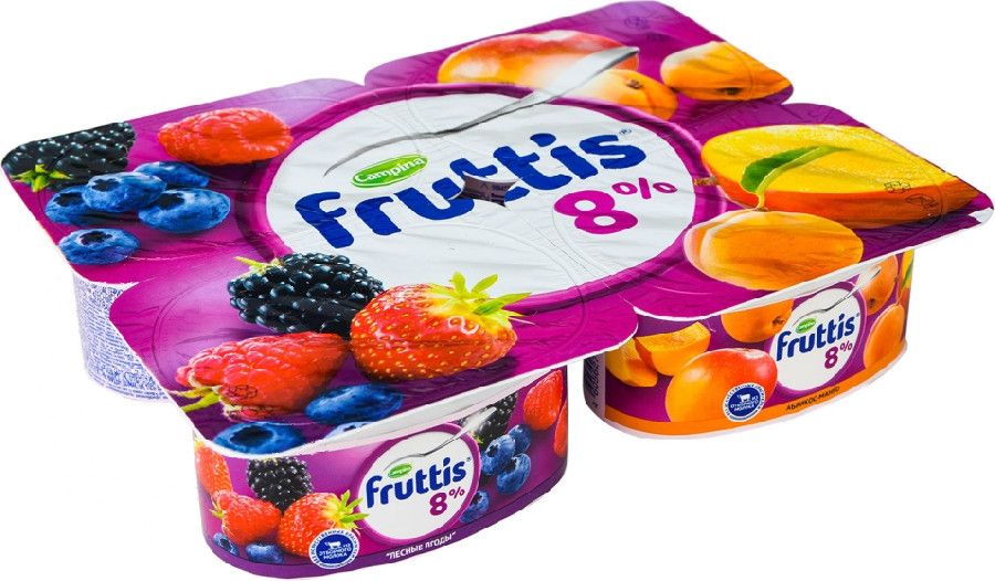 Продукт йогуртный Fruttis 8% 115г абрикос/манго/лесные ягоды