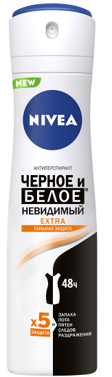 Дезодорант-аэрозоль Nivea Extra невидимый черное/белое 150мл 