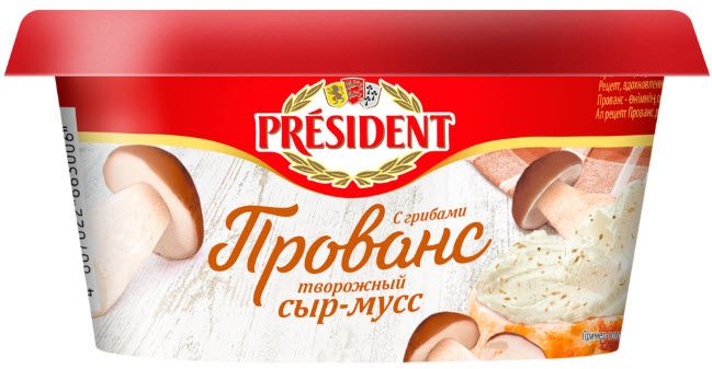 Сыр-Мусс творожный President Прованс 60% грибы 120г