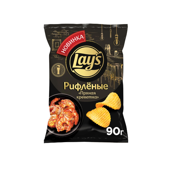 Чипсы Лейз 90г рифленые пряная креветка