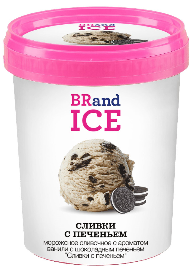 Мороженое Сливки с печеньем BRand ICE 600г ведро
