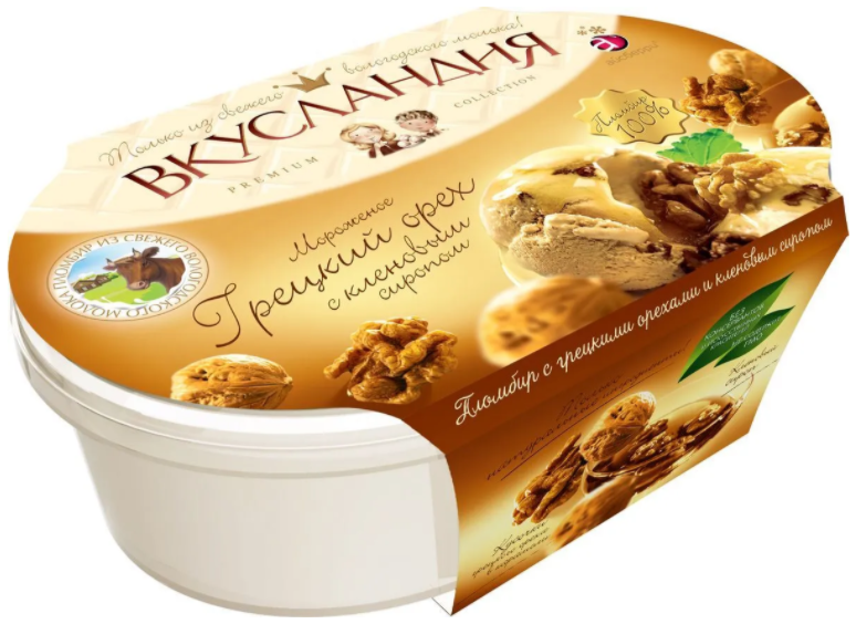 Мороженое Грецкий орех/кленовый сироп Вкусландия 450г