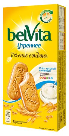 Печенье Бельвита утреннее сэндвич злаки йогурт 253г